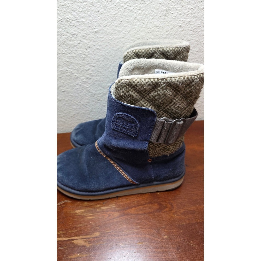 Sorel Nakiska Boots Womens 7.5 Blue Suede Knit‎ Quilted Winter NL2070-464 - Picture 3 of 7